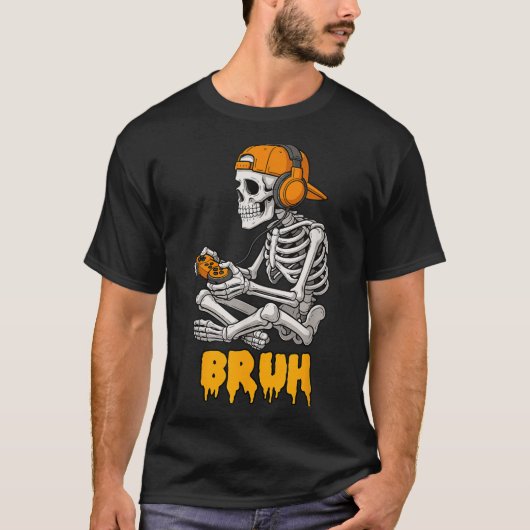 Halloween Skeleton Gamer Video Gaming Funny Skelet T-Shirt (Vorderseite)