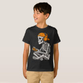 Halloween Skeleton Gamer Video Gaming Funny Skelet T-Shirt (Vorne ganz)