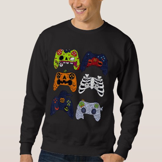 Halloween Skeleton Gaming Controller Zombie Mummy Sweatshirt (Vorderseite)