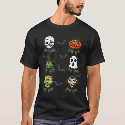 Halloween Skeleton Gaming Witch Vampire Zombie Boy T-Shirt (Vorderseite)