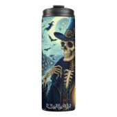 Halloween Skeleton Gentleman mit Lantern Thermosbecher (Vorderseite)