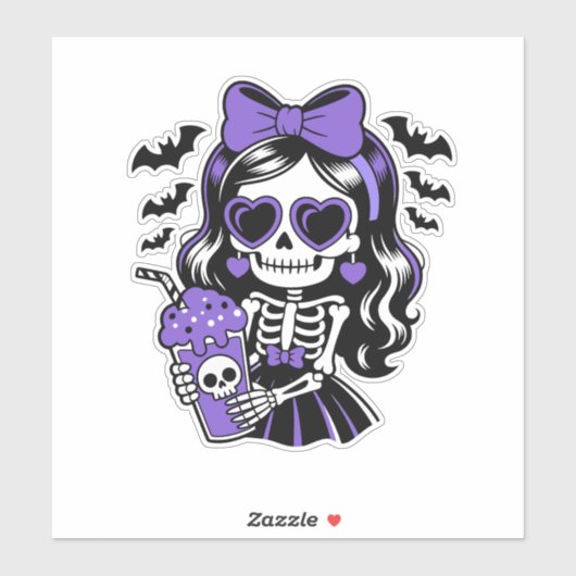 Halloween Skeleton Girl Sticker (Blatt)