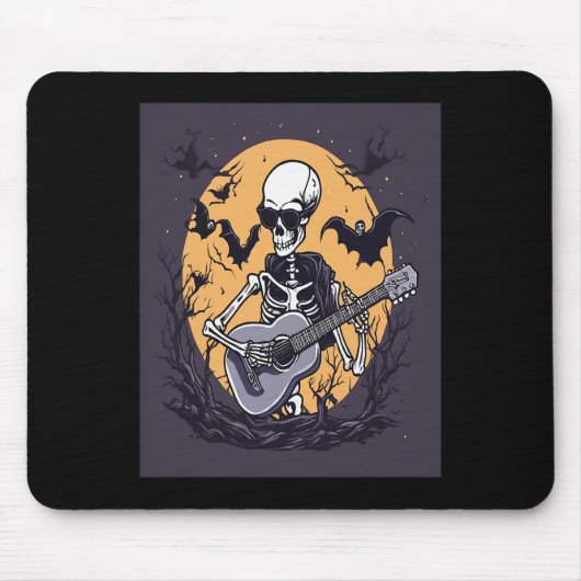 Halloween Skeleton Gitarrenmusik Funny Skul Mousepad (Vorne)