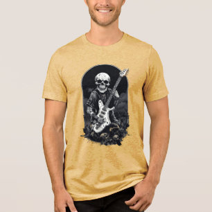 Halloween Skeleton Gitarrist - Rock and Roll Band Tri-Blend Shirt