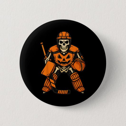 Halloween Skeleton Goalie Pumpkin Costume, Grandso Button (Vorderseite)