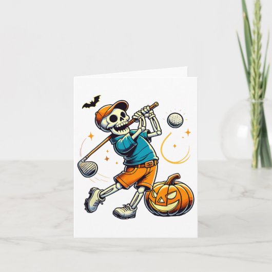 Halloween Skeleton Golf Player Golfing Golfer Pump Karte (Vorderseite)