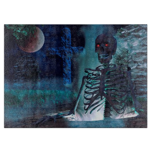 Halloween Skeleton Gravesite Schneidebrett (Vorderseite)