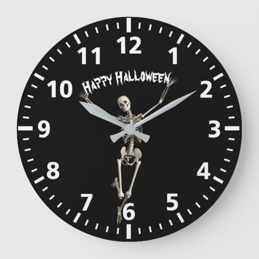 Halloween Skeleton Große Wanduhr (Vorderseite)