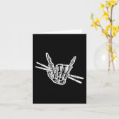 Halloween Skeleton Hand Rock und Roll Drum Karte (Gelbe Blume)