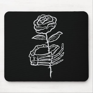 Halloween Skeleton Hand Rose Goth Costume Women Me Mousepad