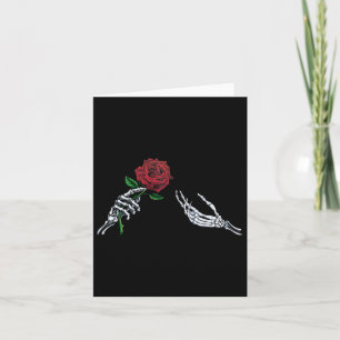 Halloween Skeleton Hand Rote Rose Blume Mens Women Karte