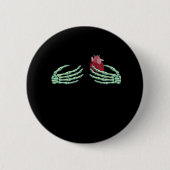 Halloween Skeleton Hände mit Herz Classic Button (Vorderseite)