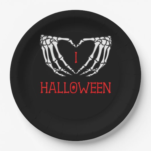 Halloween Skeleton Hands bilden Herz-Gotik Pappteller (Vorderseite)
