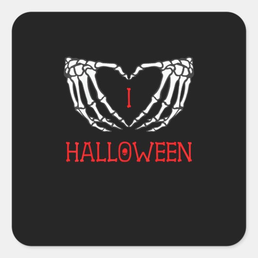 Halloween Skeleton Hands bilden Herz-Gotik Quadratischer Aufkleber (Vorderseite)