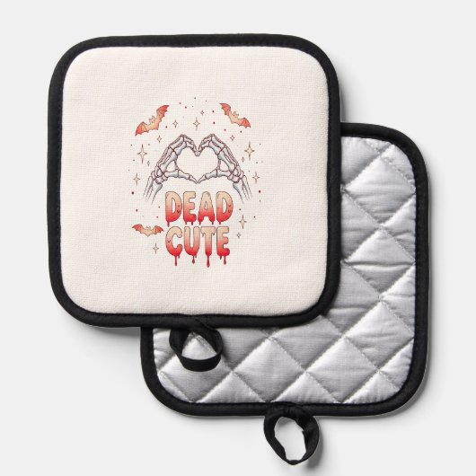 halloween Skeleton Hands Heart, Bats & Blood Topflappen (Vorderseite/Rückseite)