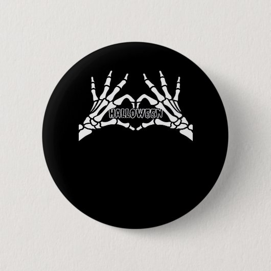 Halloween - Skeleton Hands Herz Button (Vorderseite)