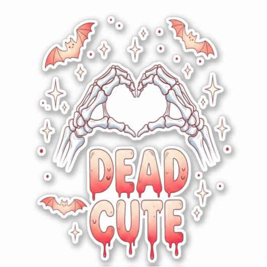 Halloween Skeleton Hands Herz, Fledermäuse & Blut Aufkleber (Vorderseite)