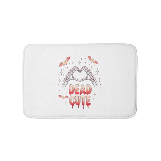 Halloween Skeleton Hands Herz, Fledermäuse & Blut Badematte (Vorderseite)