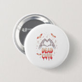 Halloween Skeleton Hands Herz, Fledermäuse & Blut Button (Vorne & Hinten)