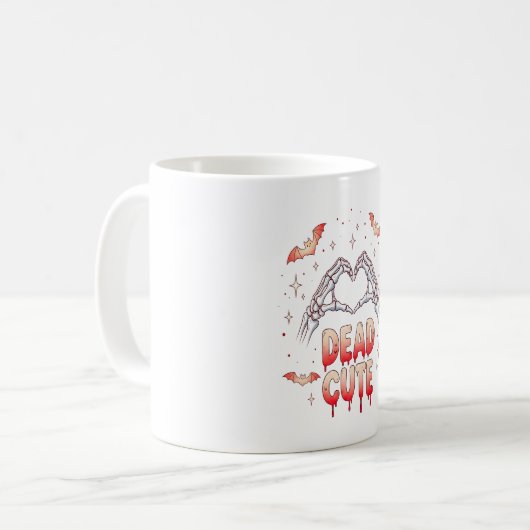 Halloween Skeleton Hands Herz, Fledermäuse & Blut Kaffeetasse (Vorderseite Links)