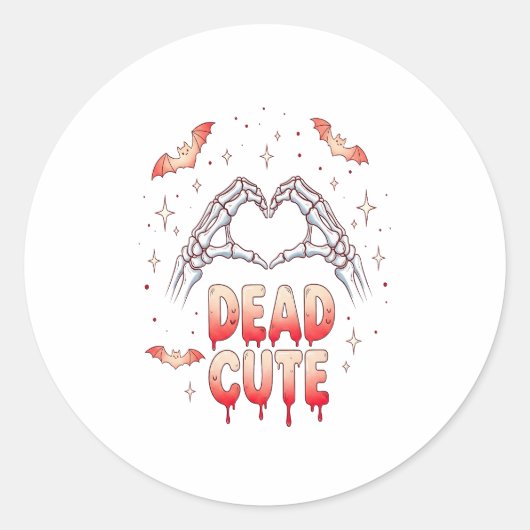 Halloween Skeleton Hands Herz, Fledermäuse & Blut Runder Aufkleber (Vorderseite)