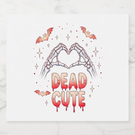 Halloween Skeleton Hands Herz, Fledermäuse & Blut Schaumweinetikett (Einzelnes Label)