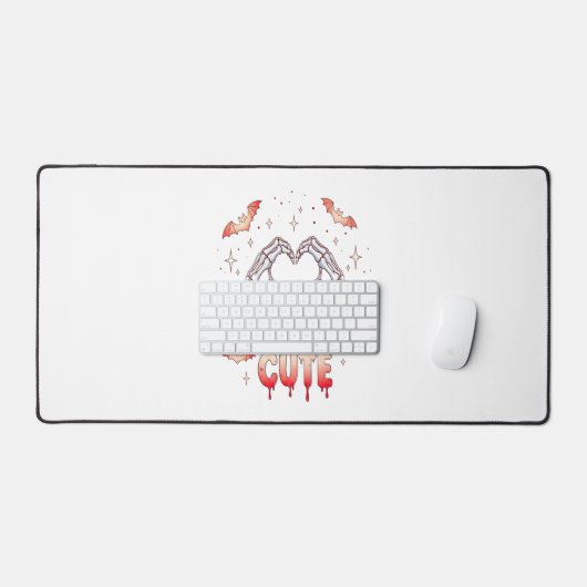 Halloween Skeleton Hands Herz, Fledermäuse & Blut Schreibtischunterlage (Tastatur & Maus)