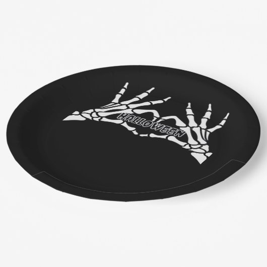 Halloween - Skeleton Hands Herz Pappteller (Schrägansicht)