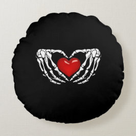 Halloween Skeleton Hands rund um das Herz Rundes Kissen