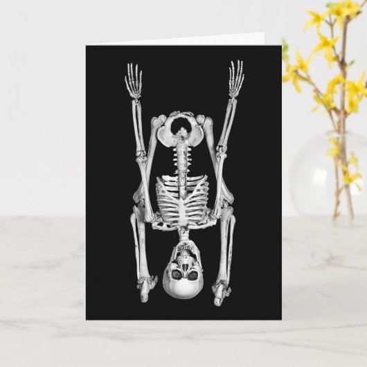 Halloween Skeleton Headstand Karte (Gelbe Blume)