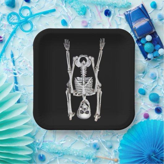 Halloween Skeleton Headstand Pappteller (Party)