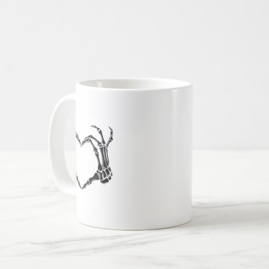 Halloween Skeleton Heart Hands Kaffeetasse (Vorderseite Links)