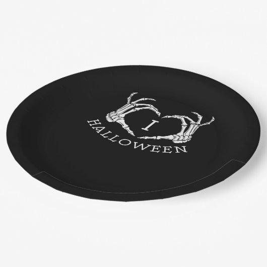 Halloween Skeleton Herbst Pappteller (Schrägansicht)