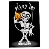 Halloween Skeleton Holding a Jack-o-lantern Mittlere Geschenktüte (Vorderseite)