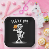 Halloween Skeleton Holding a Jack-o-lantern Pappteller (Party)