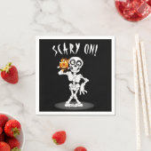 Halloween Skeleton Holding a Jack-o-lantern Serviette (Beispiel)