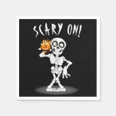 Halloween Skeleton Holding a Jack-o-lantern Serviette (Vorderseite)