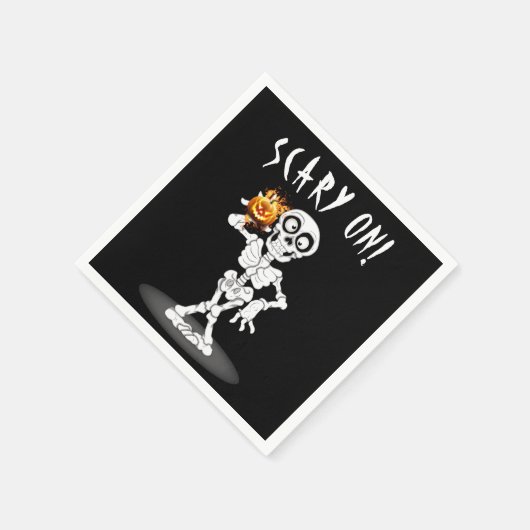 Halloween Skeleton Holding a Jack-o-lantern Serviette (Ecke)