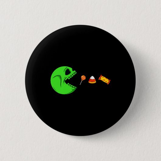 Halloween Skeleton isst Candy Fun Boys Mädchen Kin Button (Vorderseite)