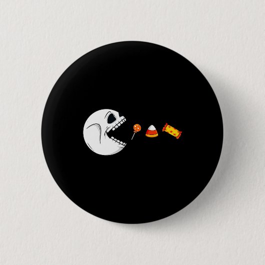 Halloween Skeleton isst Candy Fun Boys Mädchen Kin Button (Vorderseite)