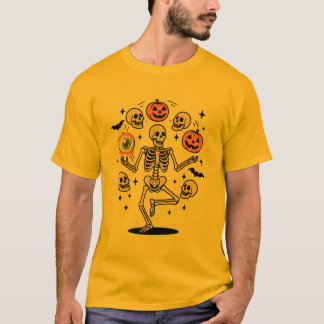 Halloween Skeleton Juggling Pumpkins Skulls T-Shirt