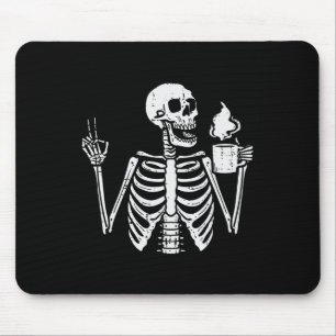 Halloween Skeleton Kaffee Peace Funny Costume Männ Mousepad
