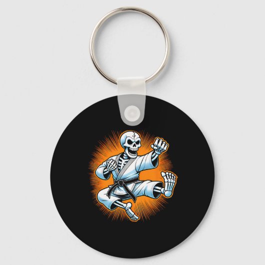Halloween Skeleton Karate 1 Schlüsselanhänger (Vorderseite)