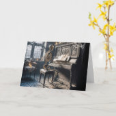 Halloween Skeleton Klavier spielen Karte (Gelbe Blume)