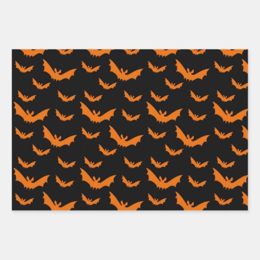 Halloween Skeleton Knochen Bats & Spider Webs Oran Geschenkpapier Set (Vorderseite 3)