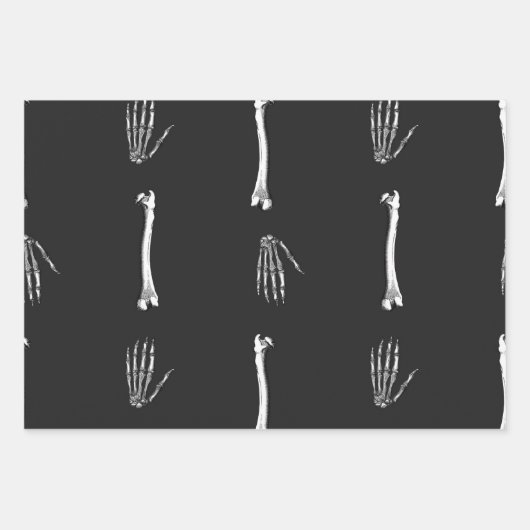 Halloween Skeleton Knochen Bats & Spider Webs Oran Geschenkpapier Set (Vorderseite 2)