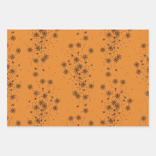 Halloween Skeleton Knochen Bats & Spider Webs Oran Geschenkpapier Set (Vorderseite)