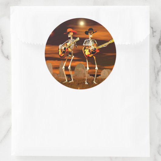 Halloween Skeleton Konzert Runder Aufkleber (Tasche)