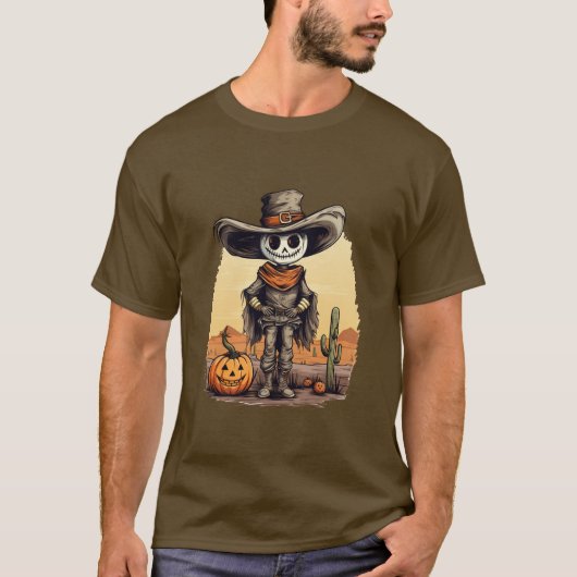 Halloween Skeleton Kürbisshirt T-Shirt (Vorderseite)