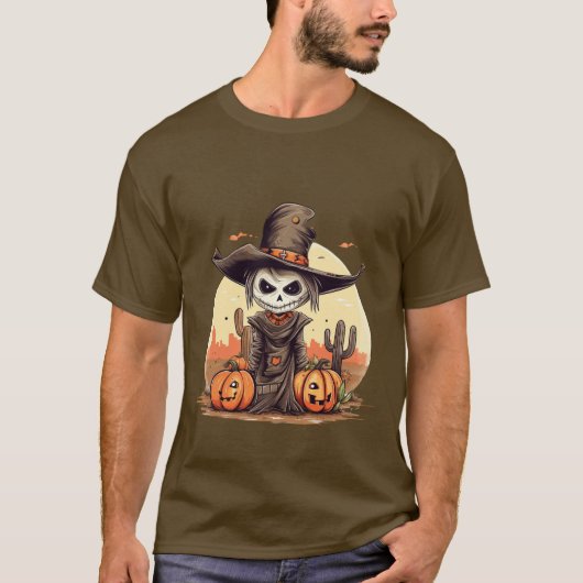 Halloween Skeleton Kürbisshirt T-Shirt (Vorderseite)
